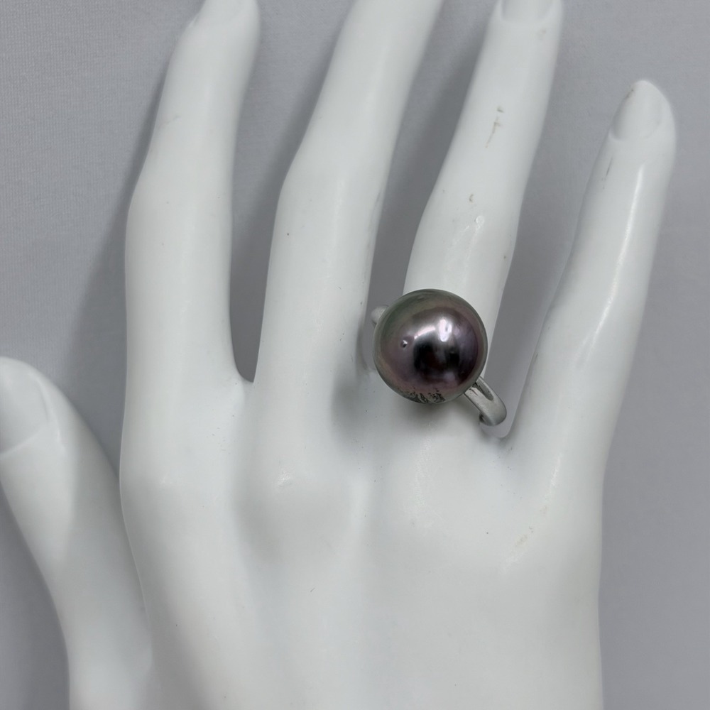 RWI Sterling Freshwater Black Pearl Ring 10 Grams Size 7 1/4 - 7 1/2